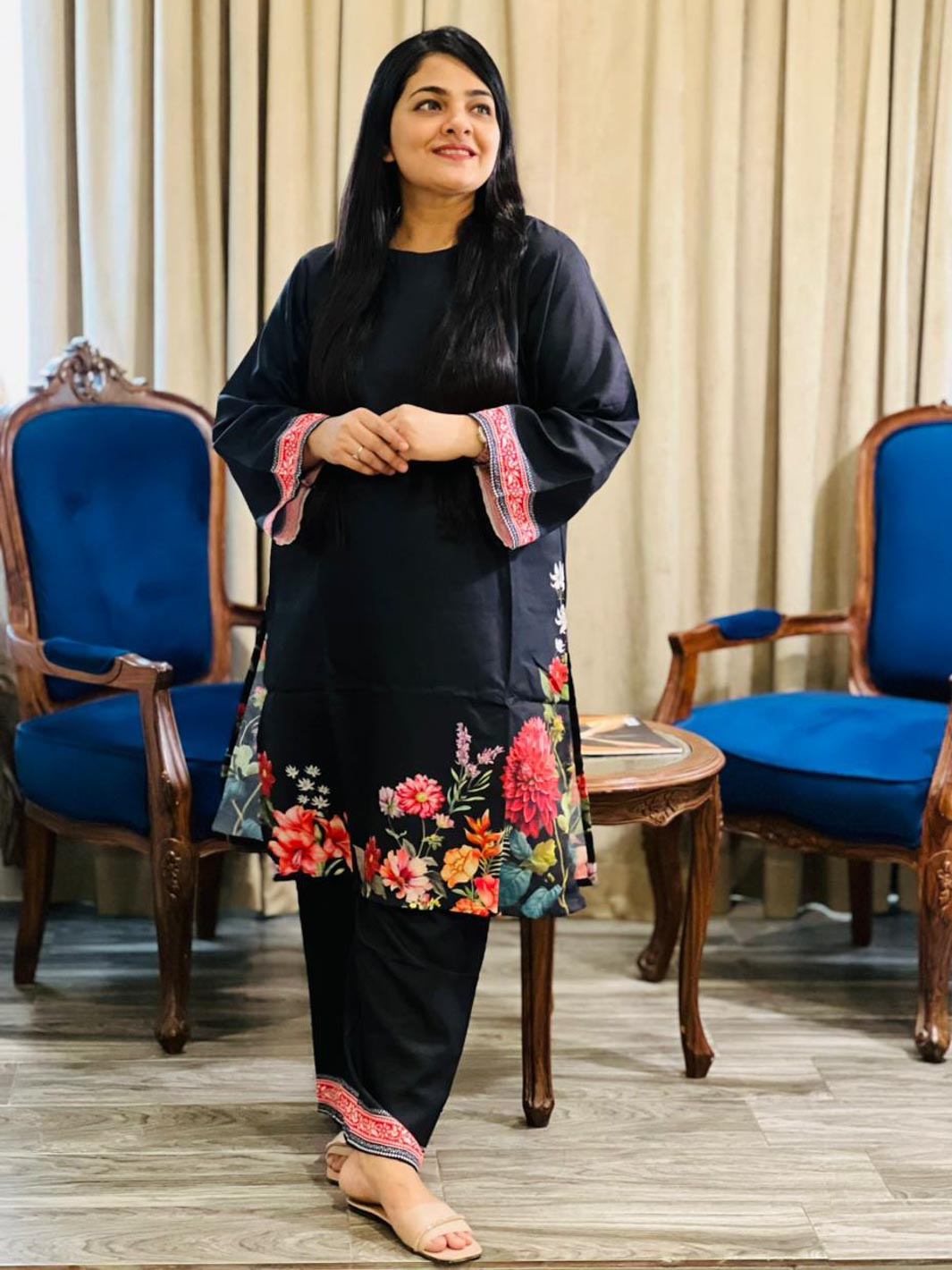 Banafshan Co-Ord Set (Midnight Black)