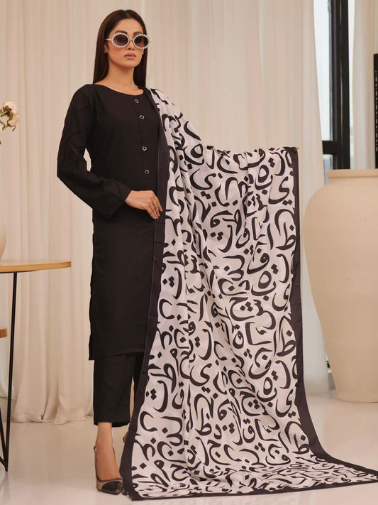 Hujoom Dupatta (White n Black)