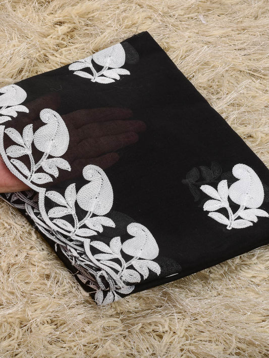 Pure lawn Cutwork Dupatta (Black&White 009)