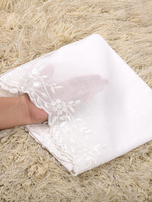 Pure Lawn  Cutwork Dupatta (White 007)