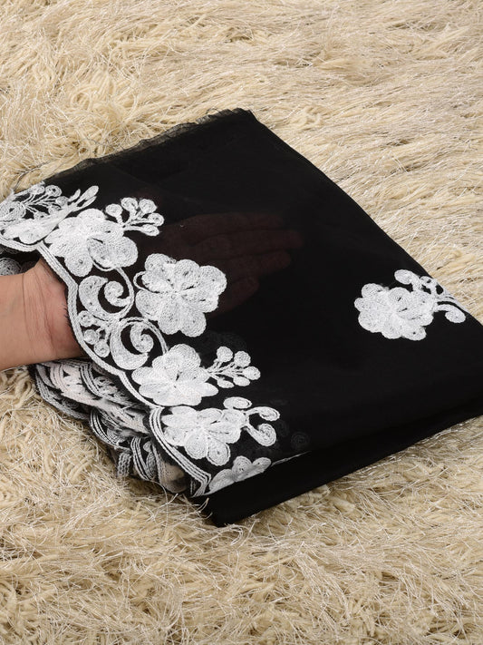 Pure lawn Cutwork Dupatta (Black&White 0010)