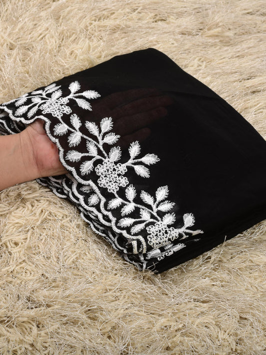 Pure lawn Cutwork Dupatta (Black&White 006)