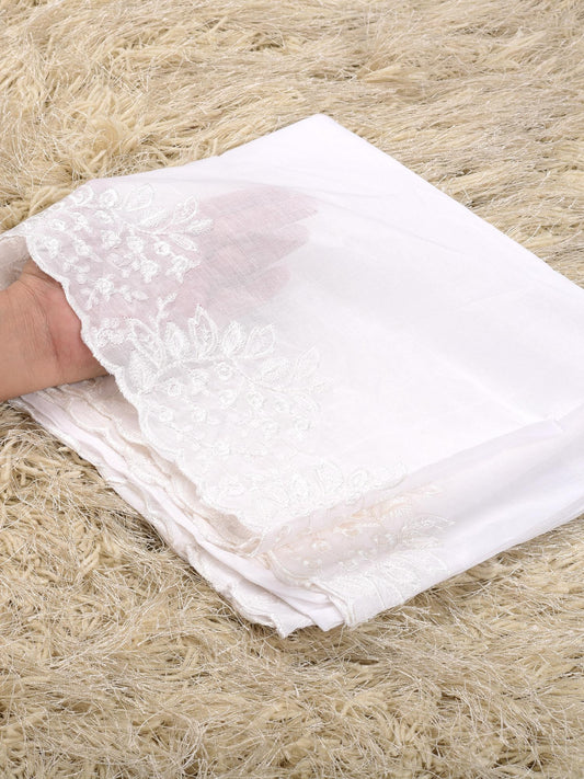 Pure Lawn  Cutwork Dupatta (White 009)
